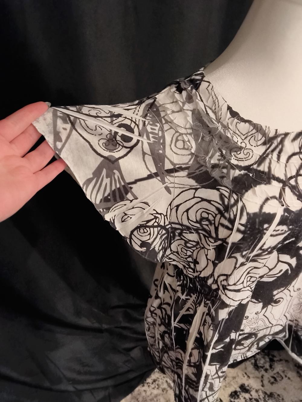 Style & Co. Short-Sleeve Abstract Floral Tee in Gray and White - Picture 3 of 6